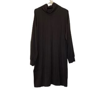 Garnet Hill Brown Tencel Lyocell Turtle Neck Long Sleeve Dress Size M